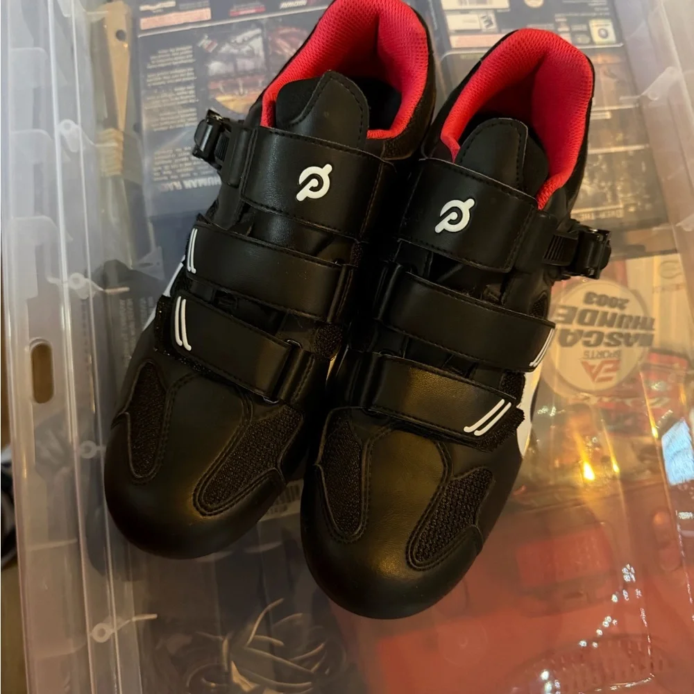 Peloton Black Shoes with White and Red Highlights NWOT